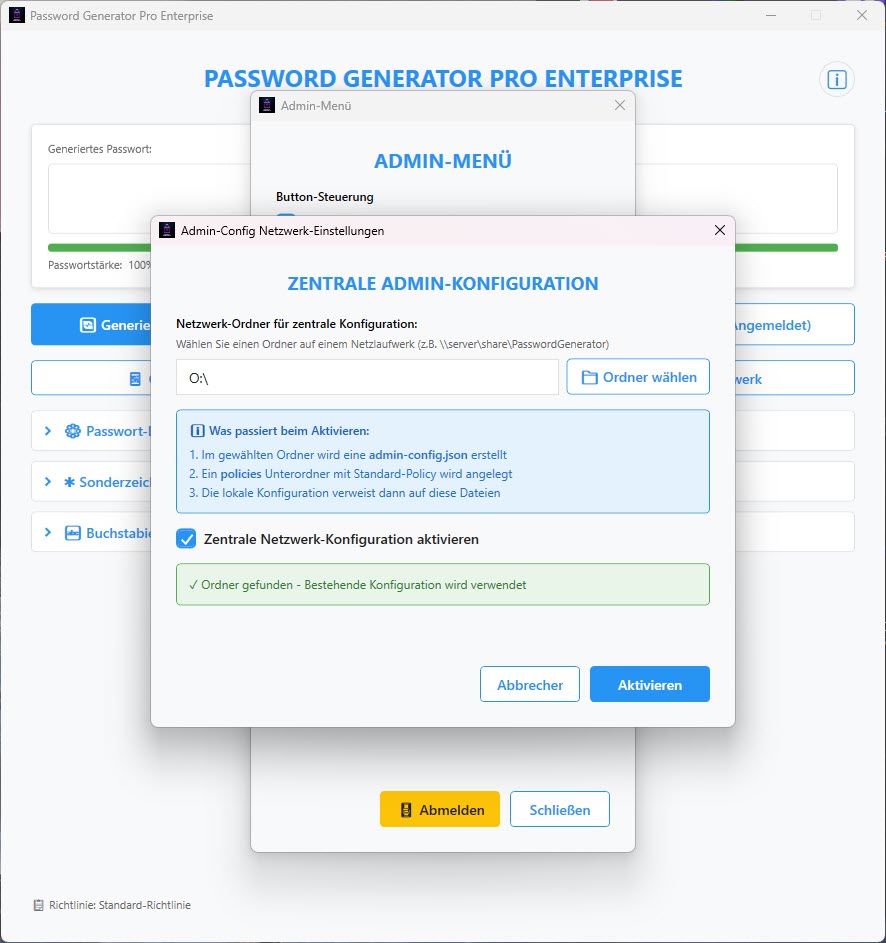 Admin-Konfiguration Netzwerkspeicherort