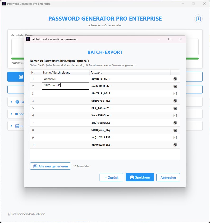 Export Passwort-Liste